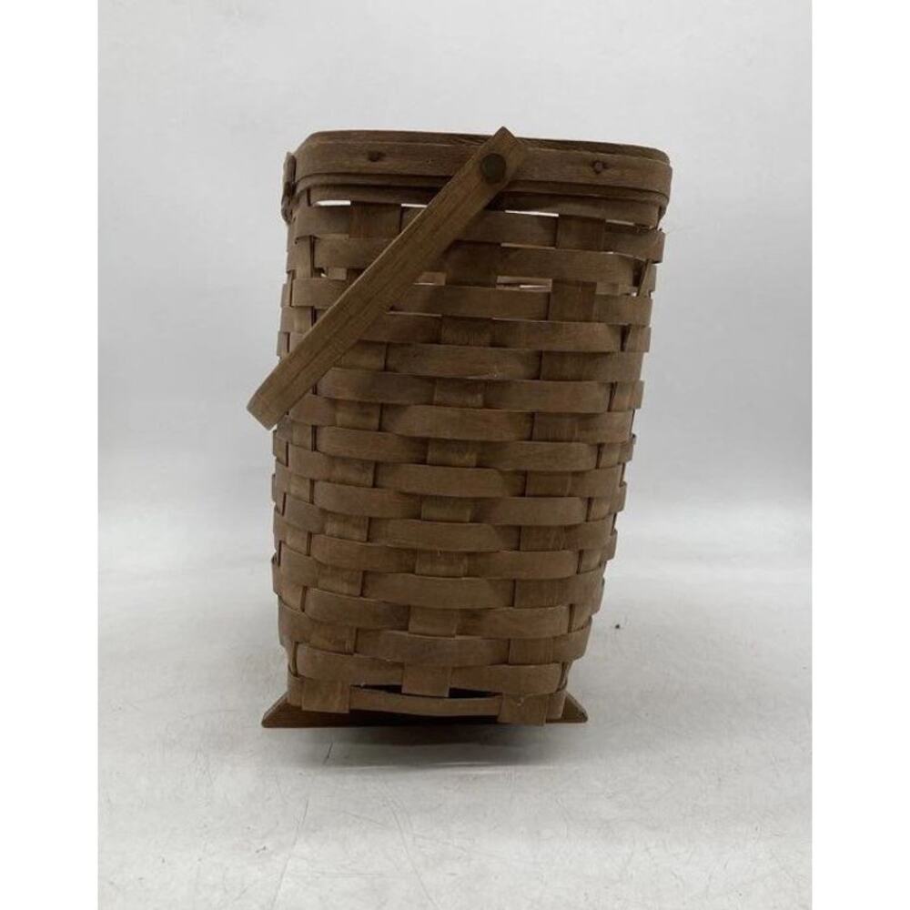 Vintage Longaberger LARGE FOOTED BASKET Magazine Storage Handwoven Wood 1983 - Picture 6 of 7